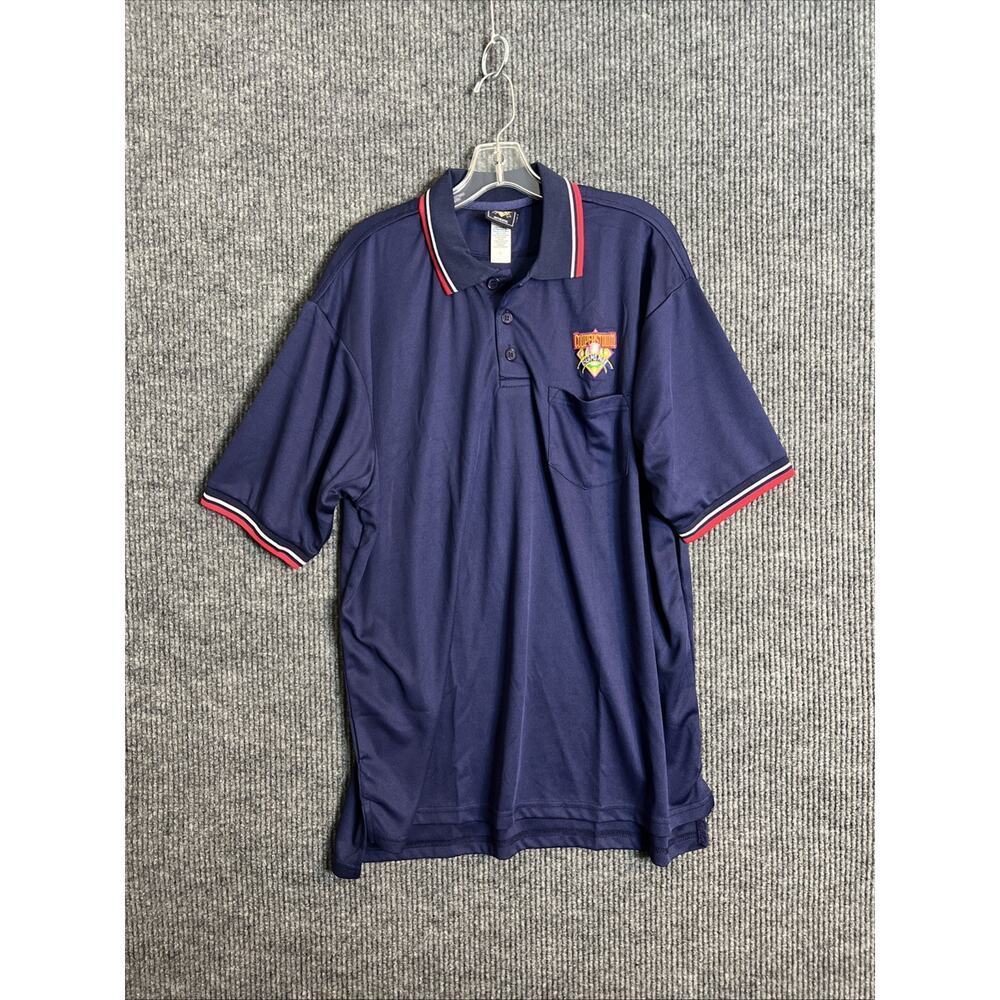 Cooperstown Dream Parks Mens Polo Shirt Size Large Blue Short Sleeve Breathable